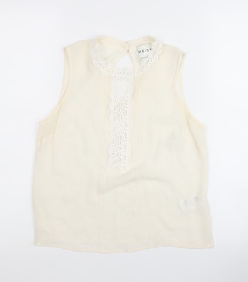 Reiss Damen Elfenbein Seide Bluse Größe 8 Gefüttert