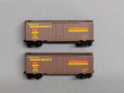 N Scale   MTL  Special Run, 2  ROUTE OF THE MAGNE-MATIC'S  40' boxcar  MTL 1000