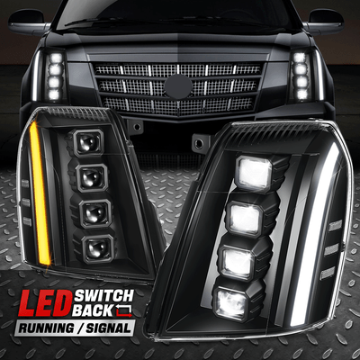 Switchback LED DRL] For 07-14 Escalade ESV EXT Quad Projector