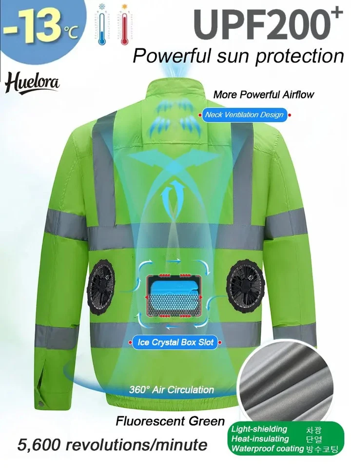 Cooling Air-Conditioned Workwear Hi-Viz Municipal Fan Jacket High-Visibility - Image 3 of 4