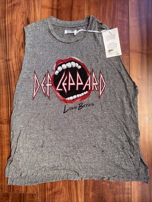 $88 NWT Lauren Moshi Muscle Tank Def Leppard Love Bites Gray Womens Medium