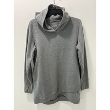 Tek Gear DryTek Womens Gray Fleece Hoodie Thumbhole Tulip Hem Pockets Large