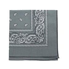 22 Inch Cotton Paisley Bandana Light Grey