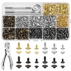 480 Sets Rivets for Leather, 4 Colors 3 Sizes Leather Rivets, Double Cap Rivets