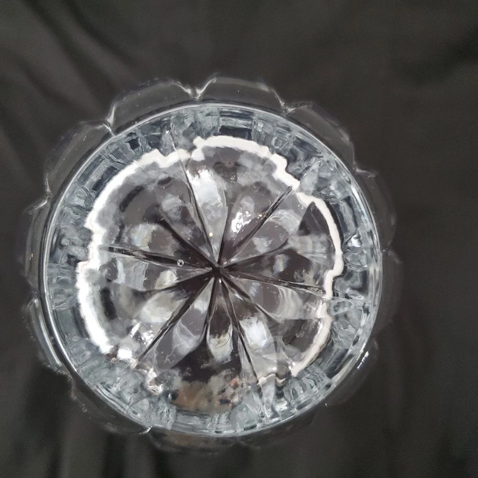 Jarrón de cristal bloque pesado corte vintage par tulipán estriado transparente elegante decoración del hogar Foto 4 de 4