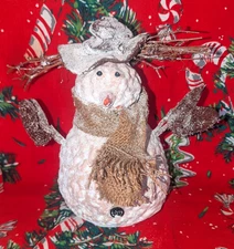 Primitive Folk Art Christmas Winter Handmade Snowman Farmhouse Decor Rustic (F4)