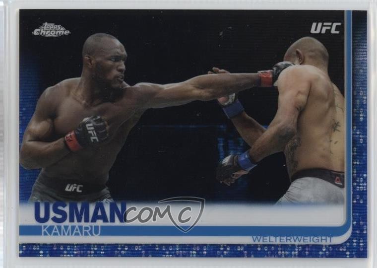2019 Topps Chrome UFC Blue Wave 52/75 Kamaru Usman #14 01b5