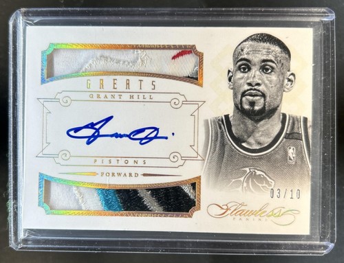 2012-13 Panini Flawless Grant Hill Greats Dual Patches Auto Gold #/10 Pistons