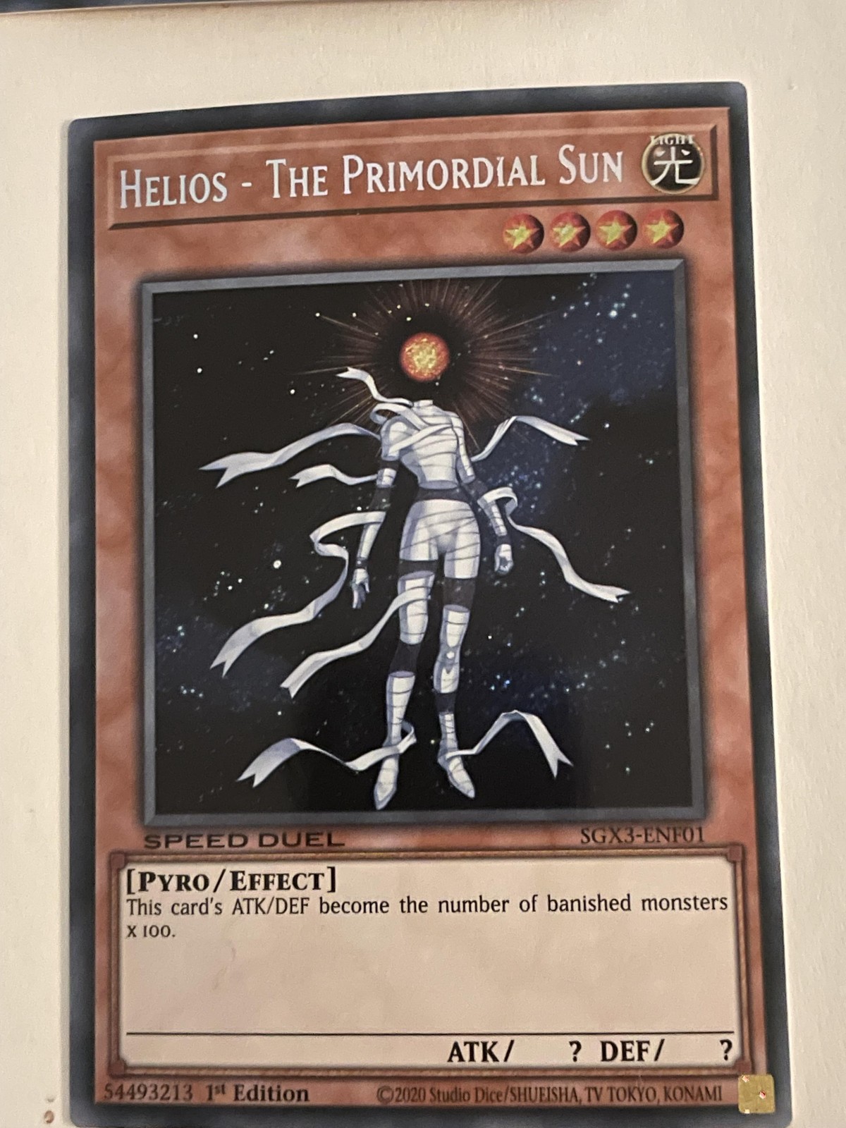 Helios The Primordial Son Speed Duel Secret Rare Yugioh Card SGX3-ENF01  