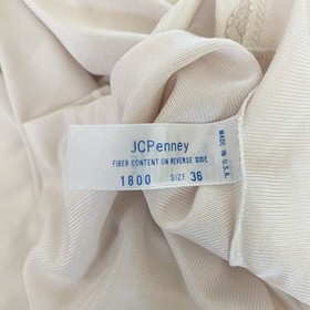 Vtg Woman's 36 Camisole JC Penny Slip Tank Top Beige Lace Trim Bow USA made