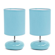 Simple Designs Lt1153-Blu-2Pk Petite Circle Stone Table Lamp 2 Pack Set For