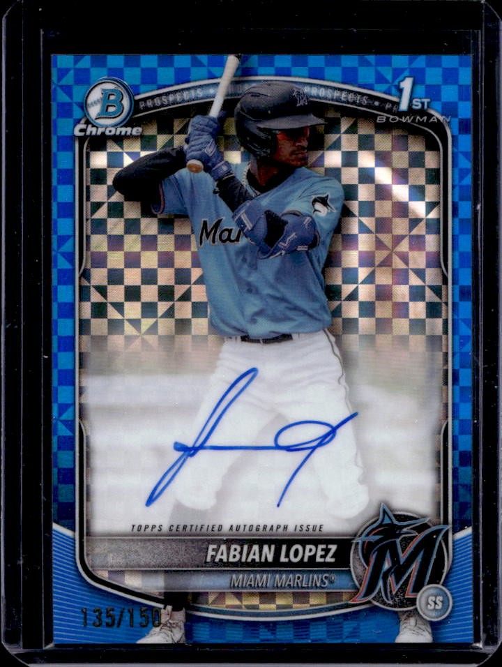 2025 Bowman Fabian Lopez Chrome Auto Blue X-Fractor 1st #135/150