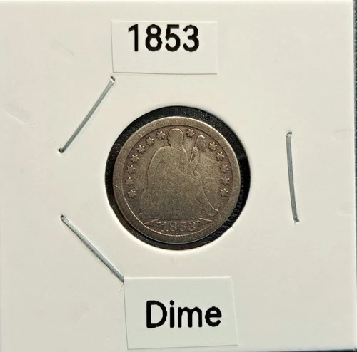 1853 Seated Liberty, 90% Silver Dime, 10C, Philadelphia Mint