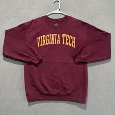 Virginia Tech Hokies Sweatshirt Mens Medium Red Crewneck Fanatics Fleece NCAA