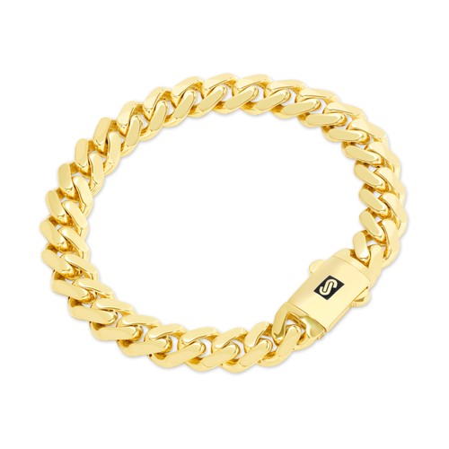 10K Yellow Gold Miami Cuban 9mm Monaco Chain Bracelet Mens Womens 6" 7" 8" 9" - Picture 13 of 72