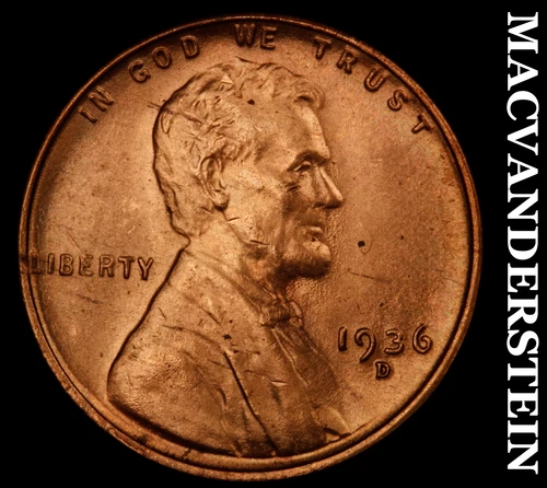 1936-S Lincoln Wheat Cent- Choice Gem Brilliant Unc Luster No Reserve #J938