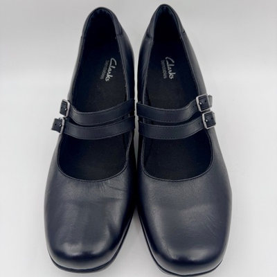 #ad Clarks Bendables Women#x27;s Leather Double Strap Mary Jane Heels Comfort 12W $40.00