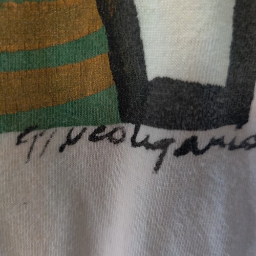 Vintage Ägyptisches Hemd Large Art To Wear Alien Abstrakt 90er Tribal Boho Reise Japan - Bild 3 von 9