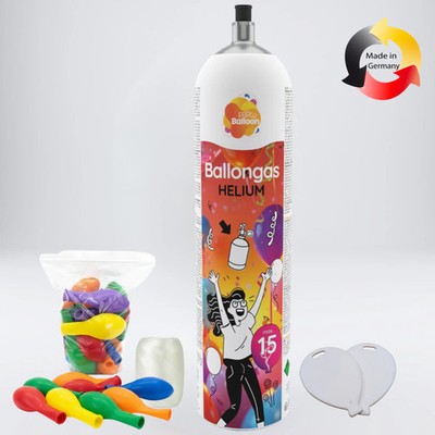 Helium-Ballongas Set M   Komplettpaket mit 10 Ballons
