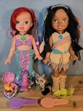 Rare Playmates Disney Before Once Upon a Time Little Pocahontas & Ariel Doll Lot