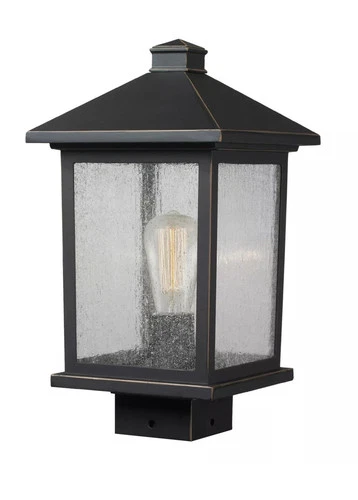 Z-Lite 531PHMS Bronze Portland 14.375"H 1-Light Outdoor Lantern Post Light - Picture 1 of 3