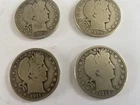 4 Pc Silver Barber Half Dollar Circulated Estate Find 1905,08,11,12  Collectible