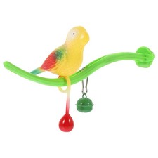 POPETPOP Swing Bird Model Perch Toy Plastic Cage Stand Simulation Green