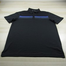 Travis Mathew Polo Shirt Mens Large Black Blue Gray Tech Wicking Striped