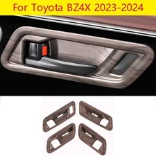 For Toyota BZ4X 2023-24 Peach Wood Grain Inner Door Handle Decorate Cover Trim