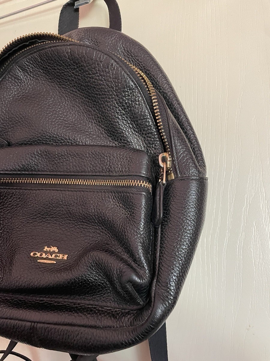 Coach Mini Small Charlie Backpack Pebbled Leather Black