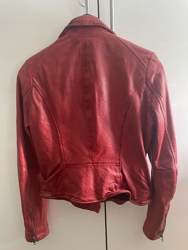 Rote Bikerjacke aus Nappaleder für Damen, TOM TAILOR, Gr. S, echtes Leder, NEU!! - Bild 8 von 10