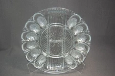 Vintage LE Smith Glass Egg Plate with Relish Tray
