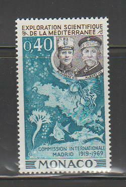 MONACO BRIEFMARKEN 1969 WISSENSCHAFTLICHE ERFORSCHUNG DES MEDITERRANUMS POSTFRISCH - MONA55 - Bild 1 von 1