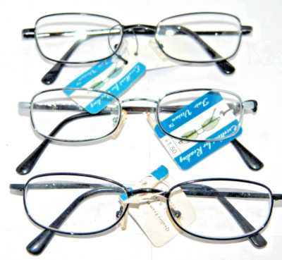 3 pair  Reading Glasses Spring temples impact impact resistant lens  Power+1.50