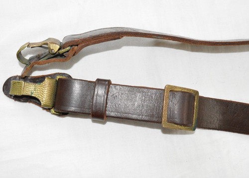 Cinturón de cuero castaño oficial del ejército búlgaro con correa - Imagen 8 de 8