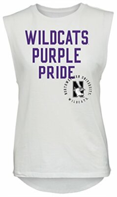 NCAA Rocker Women's Sleeveless Drop Tail Tank, White, Large, Northwestern Wil...