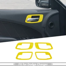 4x Yellow Inner Door Pull Handle Bowl Bezel Trim Cover for Dodge Charger 2011-22