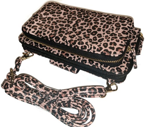 Women's Big Fat Crossbody Phone Bag/ Wallet, Leopard - Picture 8 of 9