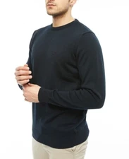 BARBOUR MENS PIMA CREW NECK NAVY BLUE COTTON SWEATER DESIGNER JUMPER KNITWEAR
