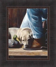 RESTING SPOT by Kevin Daniel 17x20 Yellow Labrador Puppy FRAMED WALL ART PICTURE