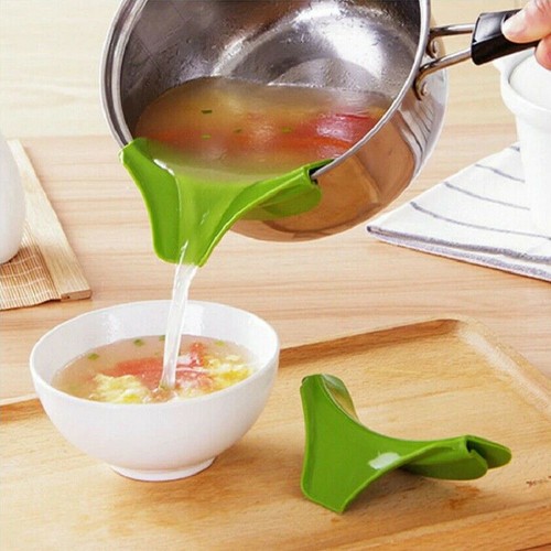 Silicone Anti Fuoriuscita Imbuto per Padelle Scodelle Zuppe Cottura Cucina