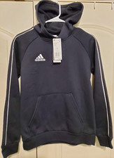 Adidas Youth 8-20 Core 18 Hoodie Hoody Black/ W/White Stripe Arms -Size LARGE