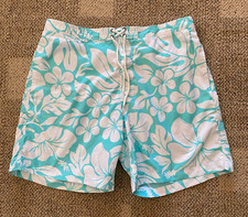 Swim Trunks Shorts Surf  Swim Co. Turquoise Teal Print Hawaiian Men's Size XXL