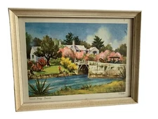 Vintage Somerset Bridge, Bermuda V Carleton print under glass framed wall art pi