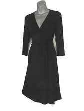 CLASSIC SEXY BLACK PARTY EVEING COCKTAIL CHRISTMAS WRAP DRESS 3/4 sleeves 
