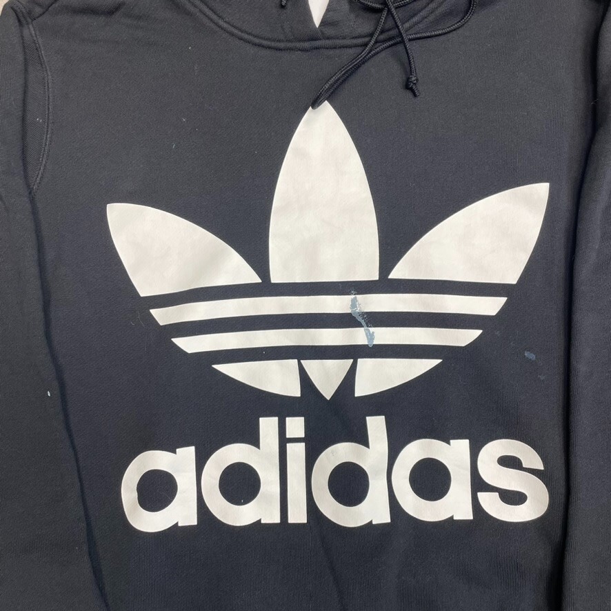 Adidas Hoodie Mens Spellout Y2K Vintage Pull Over Sweatshirt, Black, XL image 2