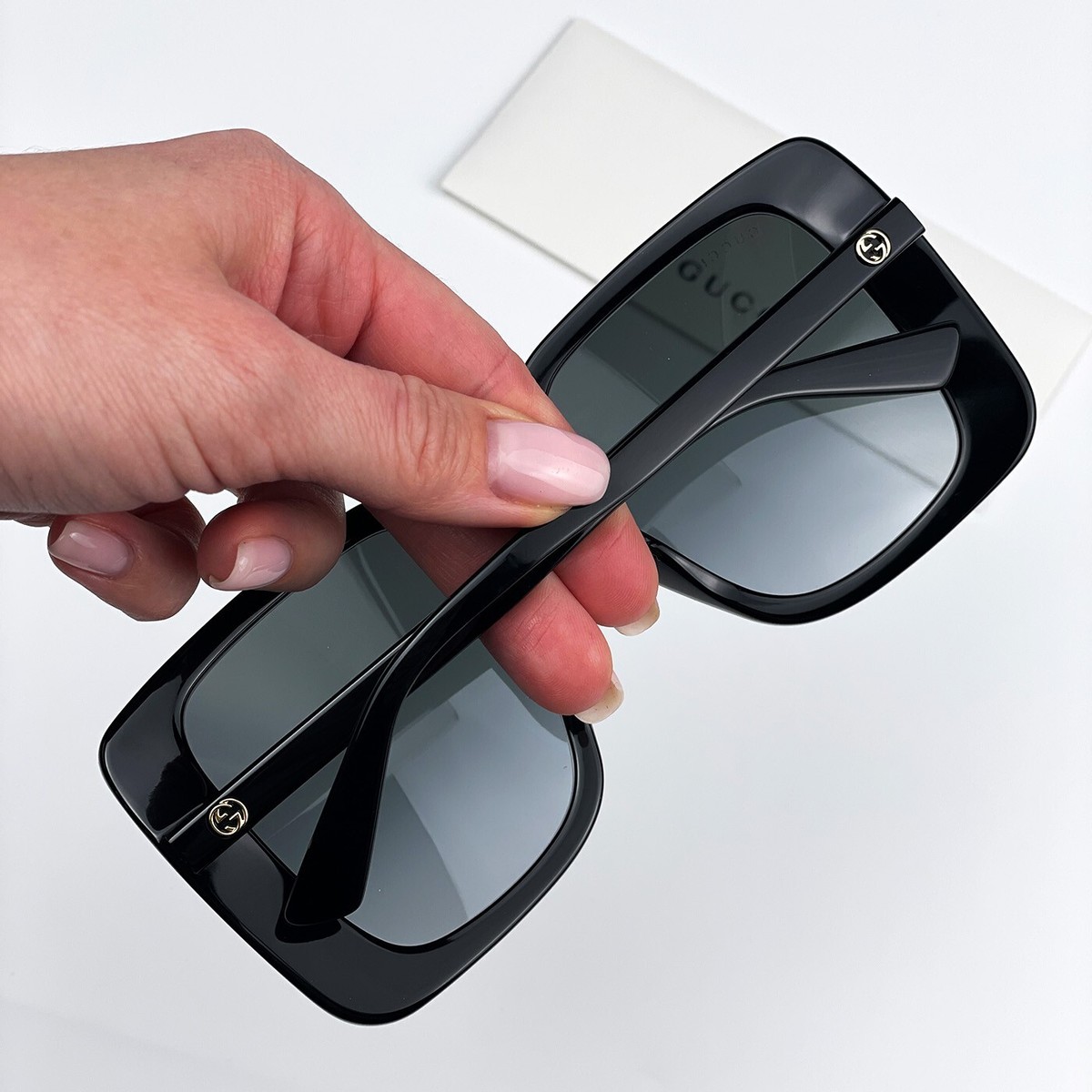 Gucci Women Sunglasses Black Dark Grey Oversized Square GG1314S