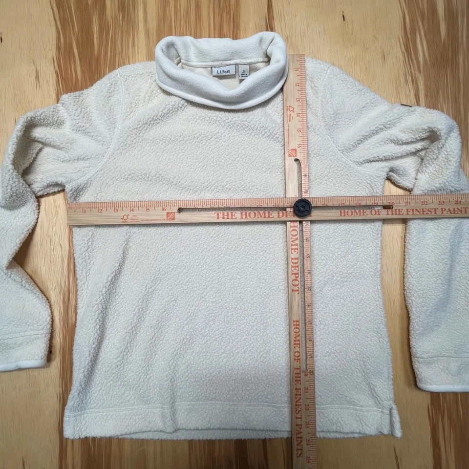 Parche de cuero marfil cuello alto simulado polar LL Bean vintage para mujer pequeño regular Foto 3 de 4