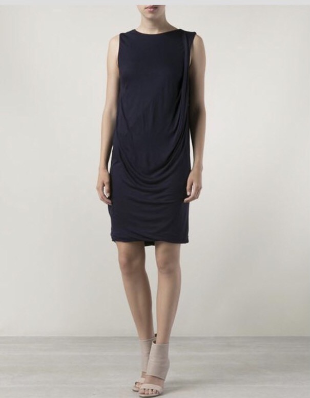Vince Women’s Size XS Navy bluee Jersey Knit Viscose Sleeveless Draped Dress L1 Vince Women’s Size XS Navy bluee Jersey Knit Viscose Sleeveless Draped Dress L1