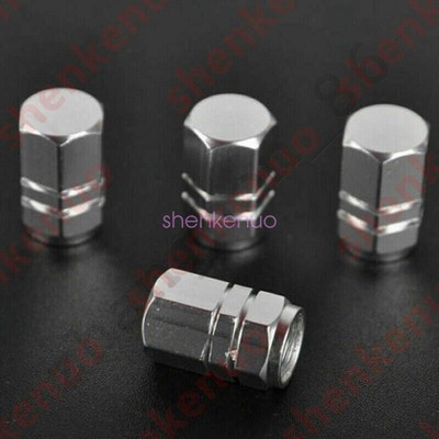 4Pcs Silver Car Tire Valve Stems Cap Knurling Style Tire Valve Cap Aluminum Tire Wheel Stem Air Valve Cap For Us Schrader